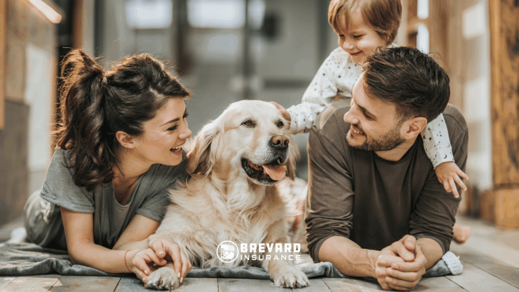 family with dog
