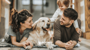 family with dog