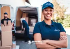 delivery van and person